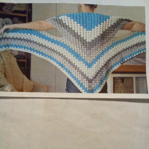 Hand Crafted Crochet Shawl Vest, Color Teal, Size will fit S-L. - Picture 5 of 5